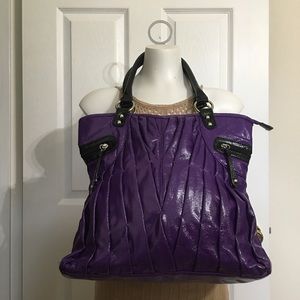 Purple & Black Smocked/PleatedTote